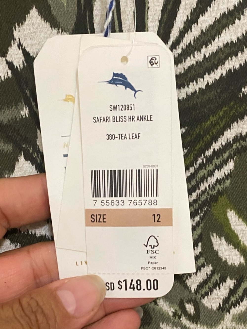 Tommy Bahama Olive Safari Bliss HR Ankle In Tea Leaf - Picture 5 of 7